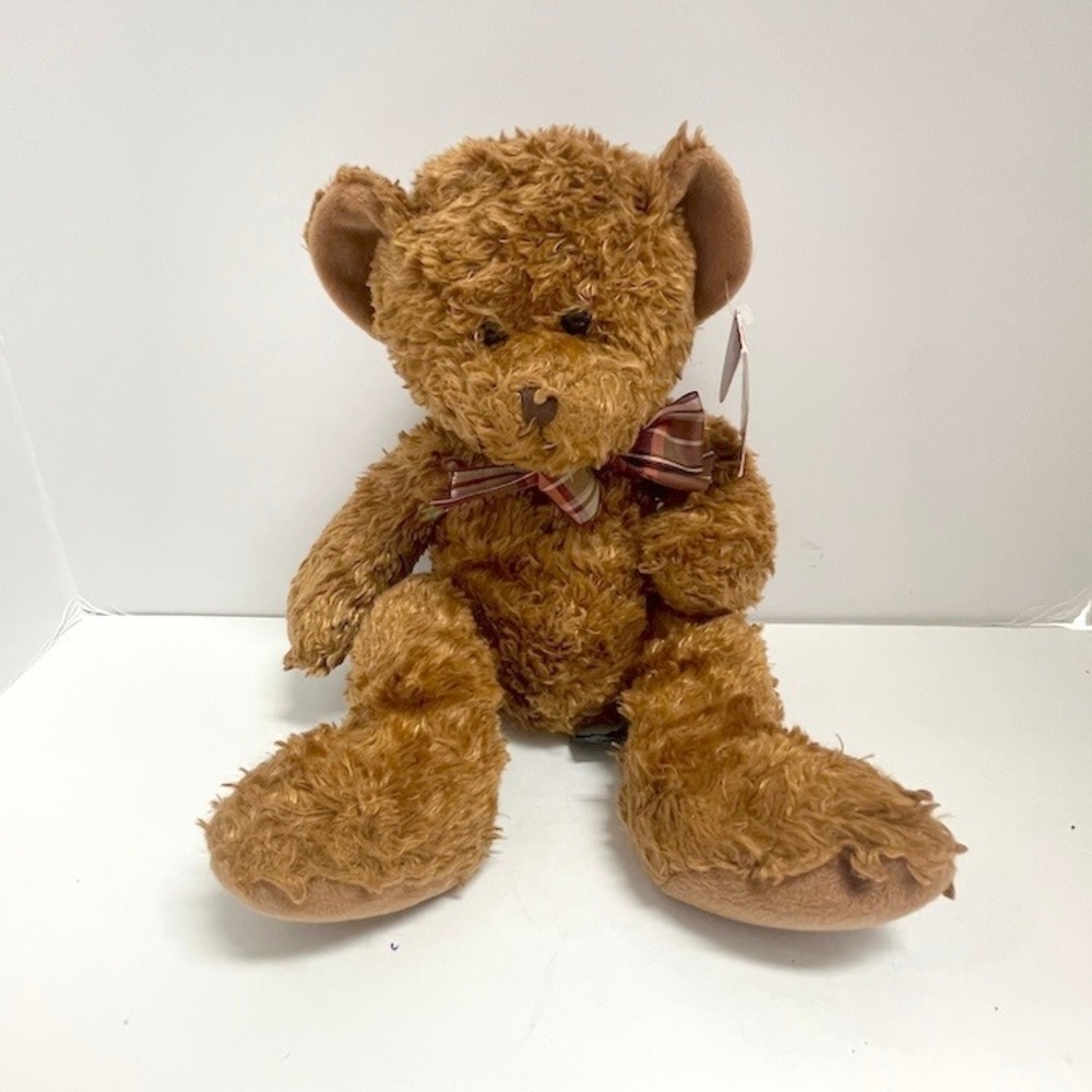 Russ Berrie Honeyfitz Teddy Bear Plush Toy Brown Plaid Bow With Tags Vintage